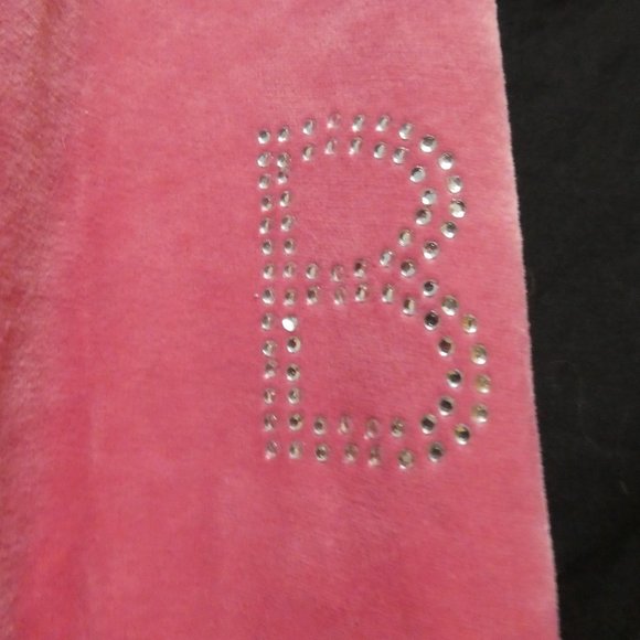 BCBG MAX AZRIA | large | Y2K Extremely Soft Pink Velour Pants | Sequin Letters - Picture 9 of 16
